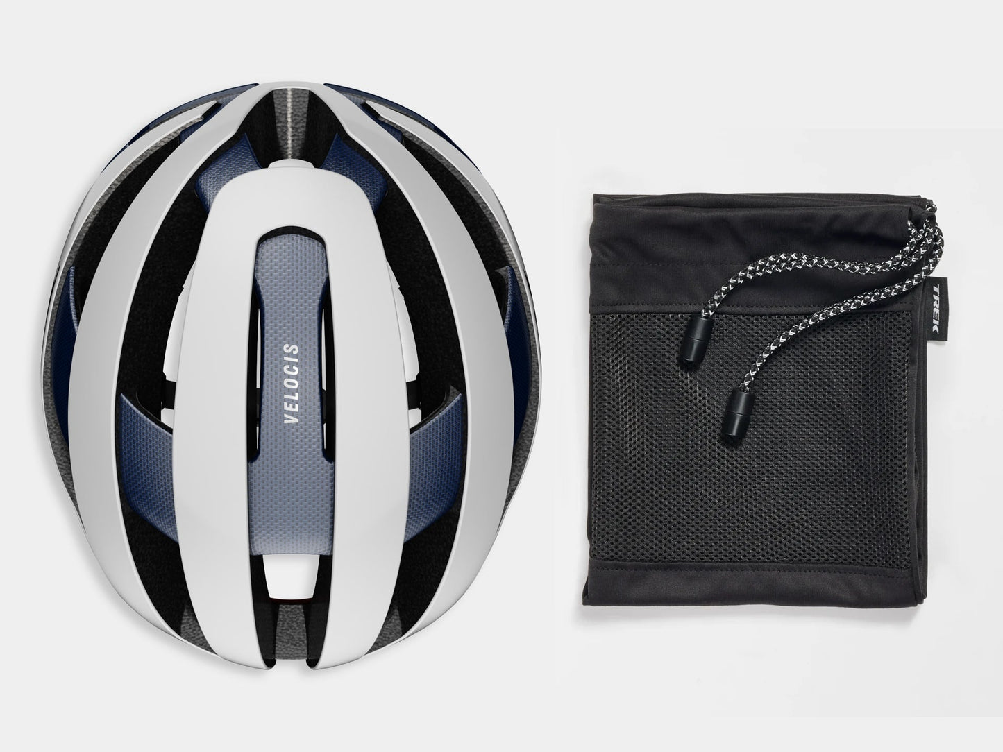 Trek Velocis MIPS Road Cycling Helmet (Crystal White/Nautical Navy)