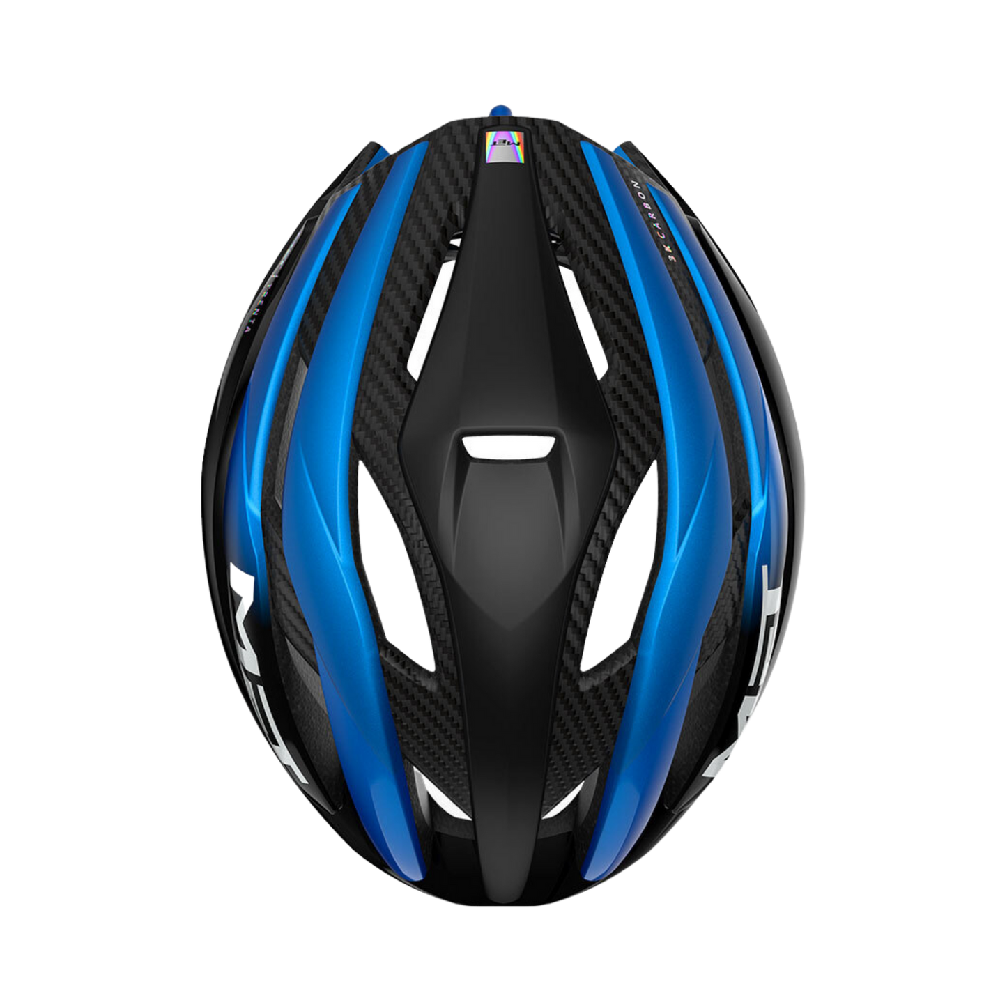MET Trenta 3K Carbon MIPS Road Cycling Helmet (Black/Blue Metallic/Matt Glossy)