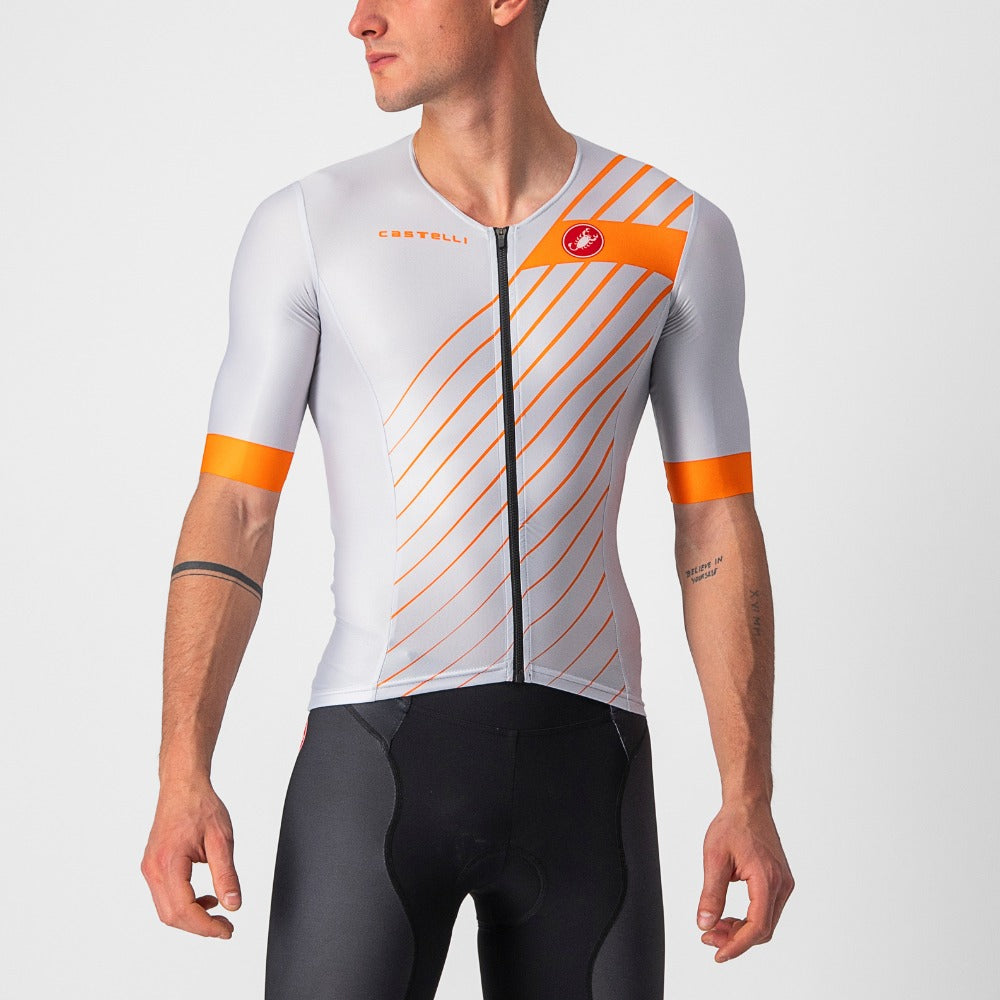 Castelli Free Speed 2 Race Top - Silver Gray/Brilliant Orange - S