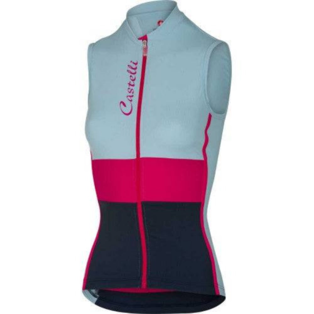 Castelli Protagonista Sleeveless Jersey - Pale Blue/Raspberry/Navy - S