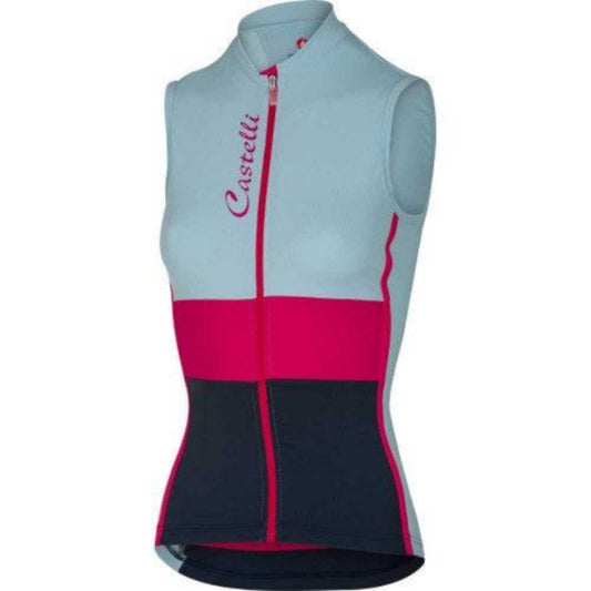 Castelli Protagonista Sleeveless Jersey - Pale Blue/Raspberry/Navy - S