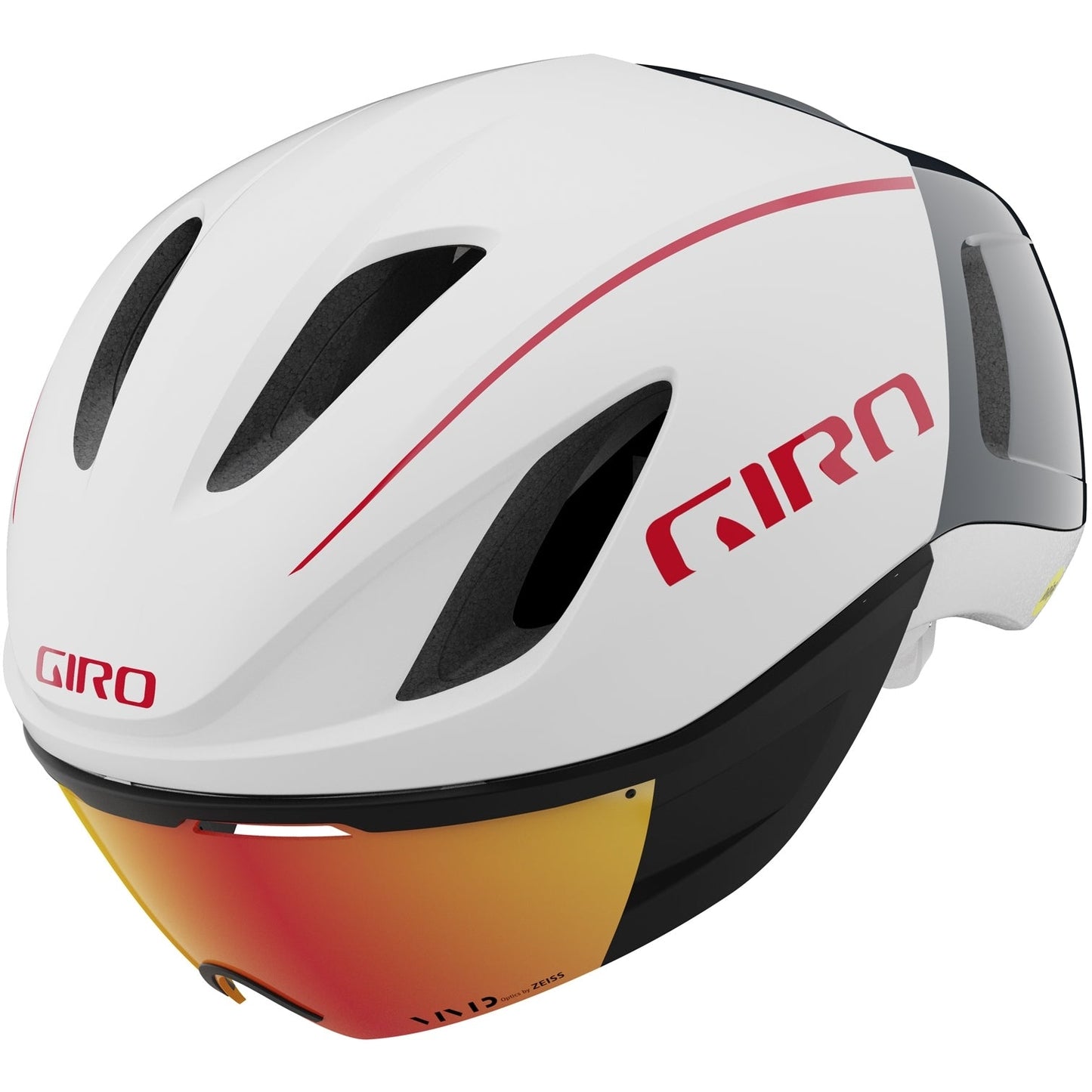 Giro Vanquish MIPS Road Cycling Helmet (Matte White/Portaro Grey/Red)