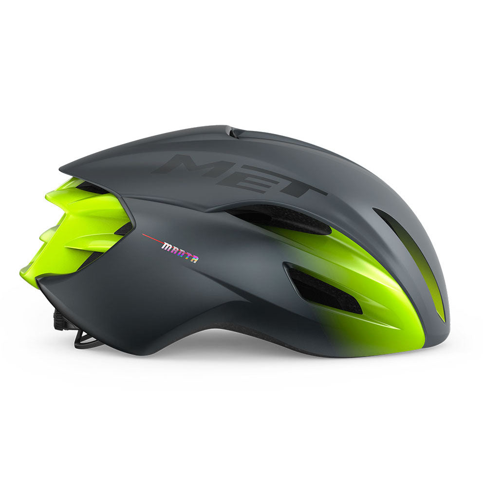 MET Manta MIPS Aero Road Cycling Helmet (Gray/Fluo Yellow/Matt Glossy)