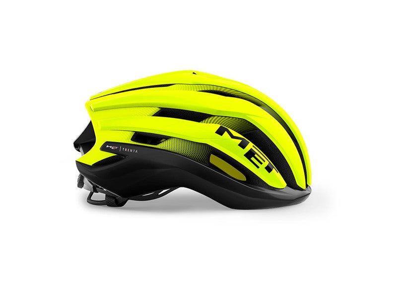 MET Trenta CE MIPS Road Cycling Helmet (Black Fluo Yellow/Matt Glossy)