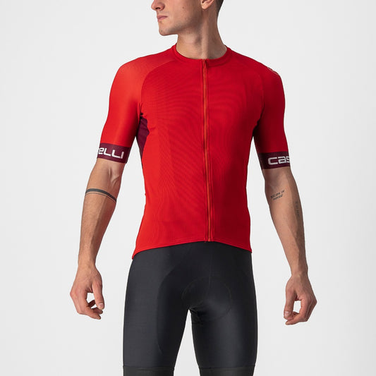 Castelli Entrata Vi Jersey - Red/Bordeaux-ivory - M