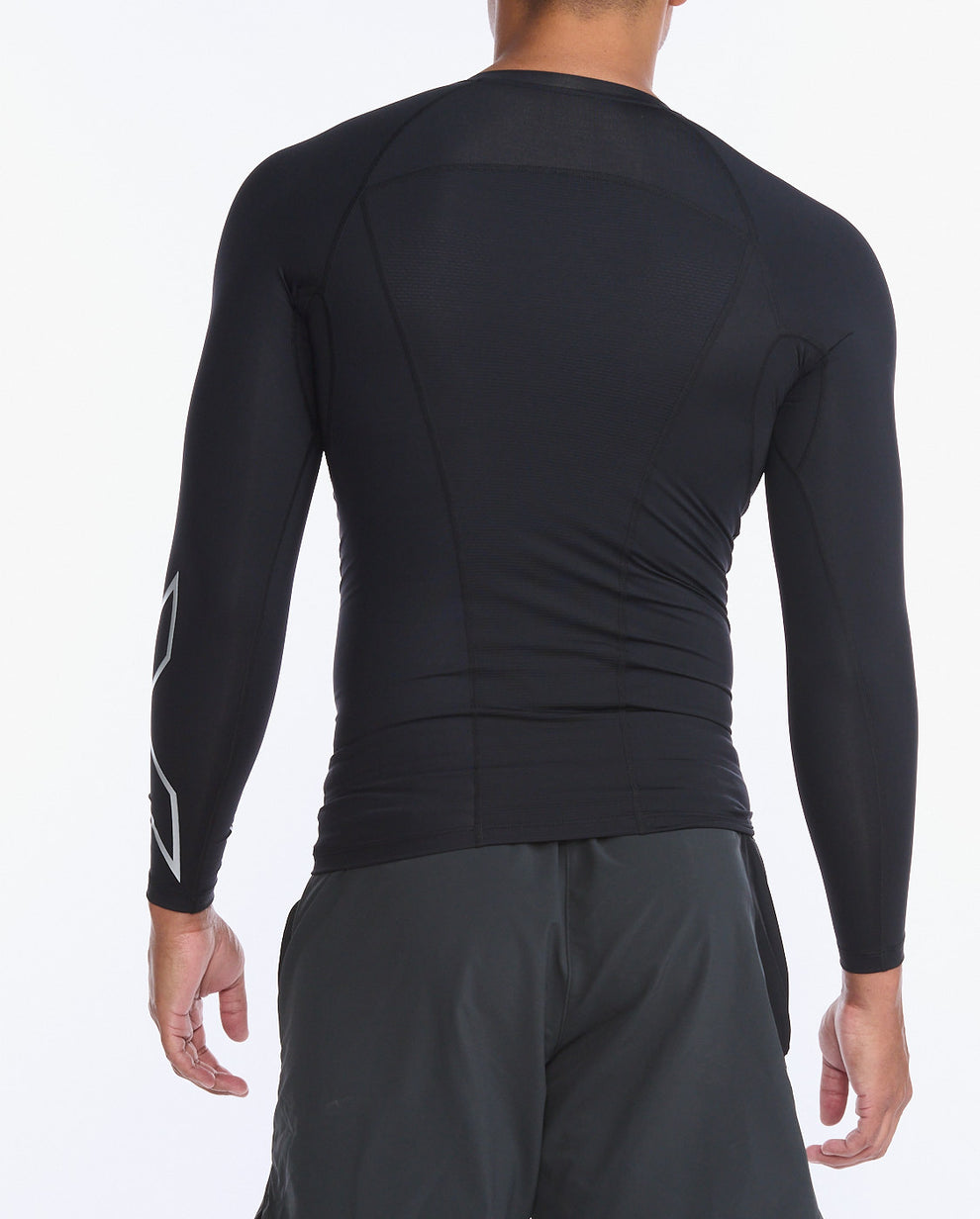 2XU Core Long Sleeve Compression Men's Cycling Top (Black/Silver)