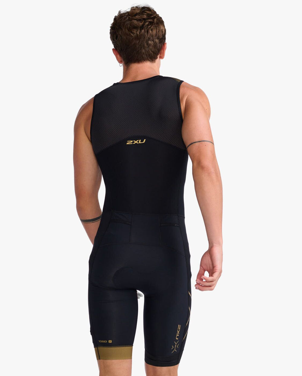 2XU Light Speed Front Zip Mens Cycling Trisuit (Black/Gold)