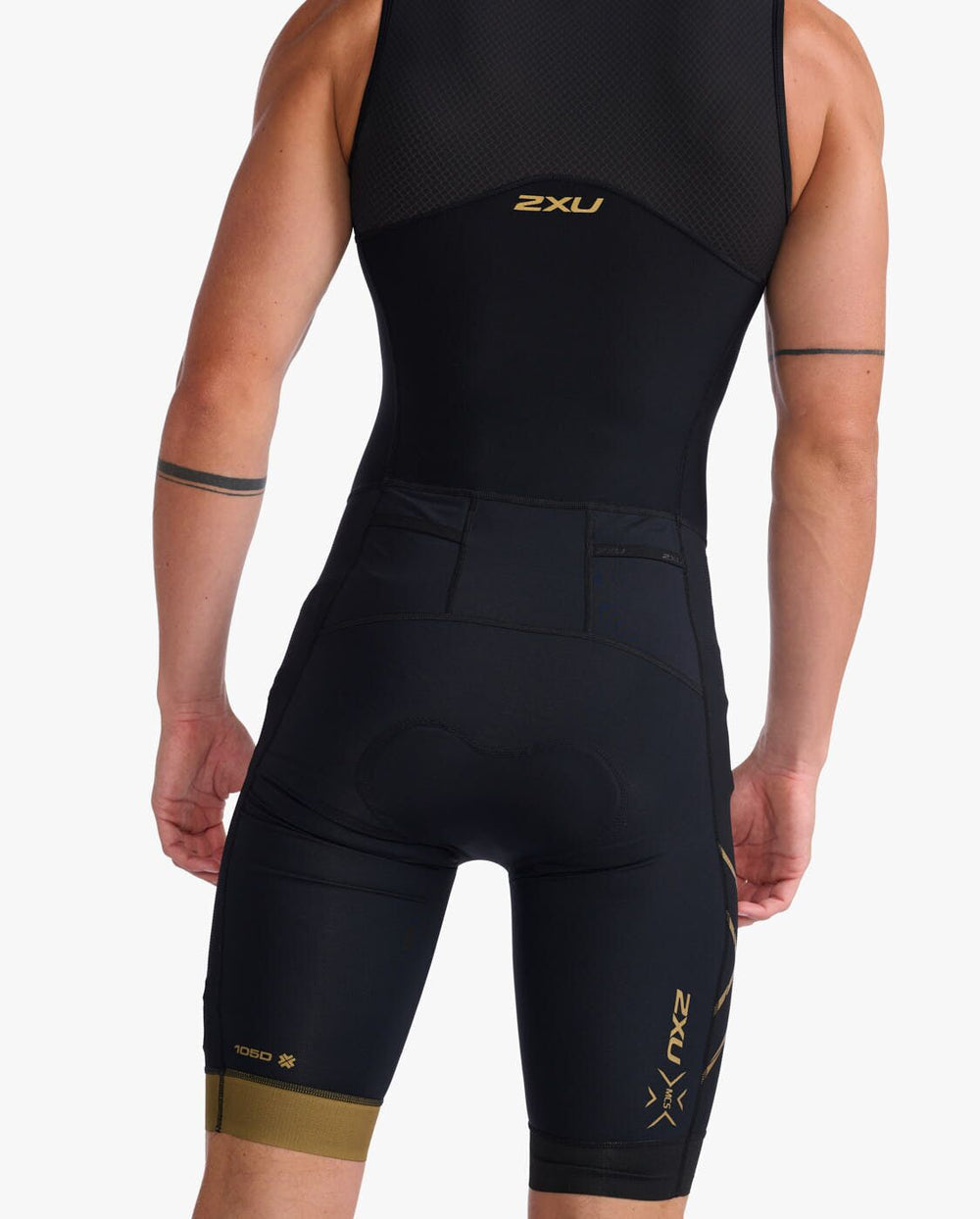 2XU Light Speed Front Zip Mens Cycling Trisuit (Black/Gold)