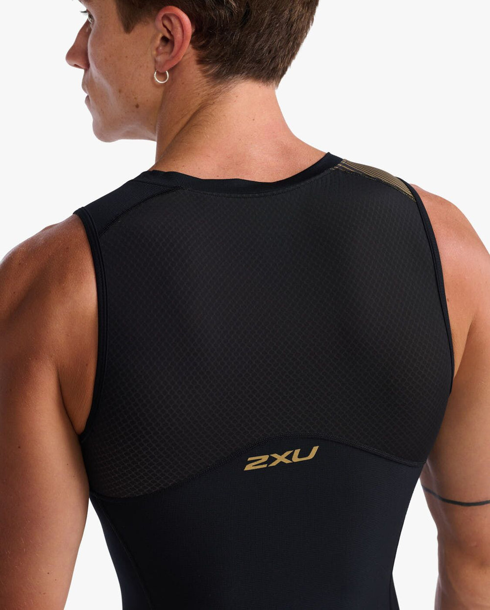 2XU Light Speed Front Zip Mens Cycling Trisuit (Black/Gold)