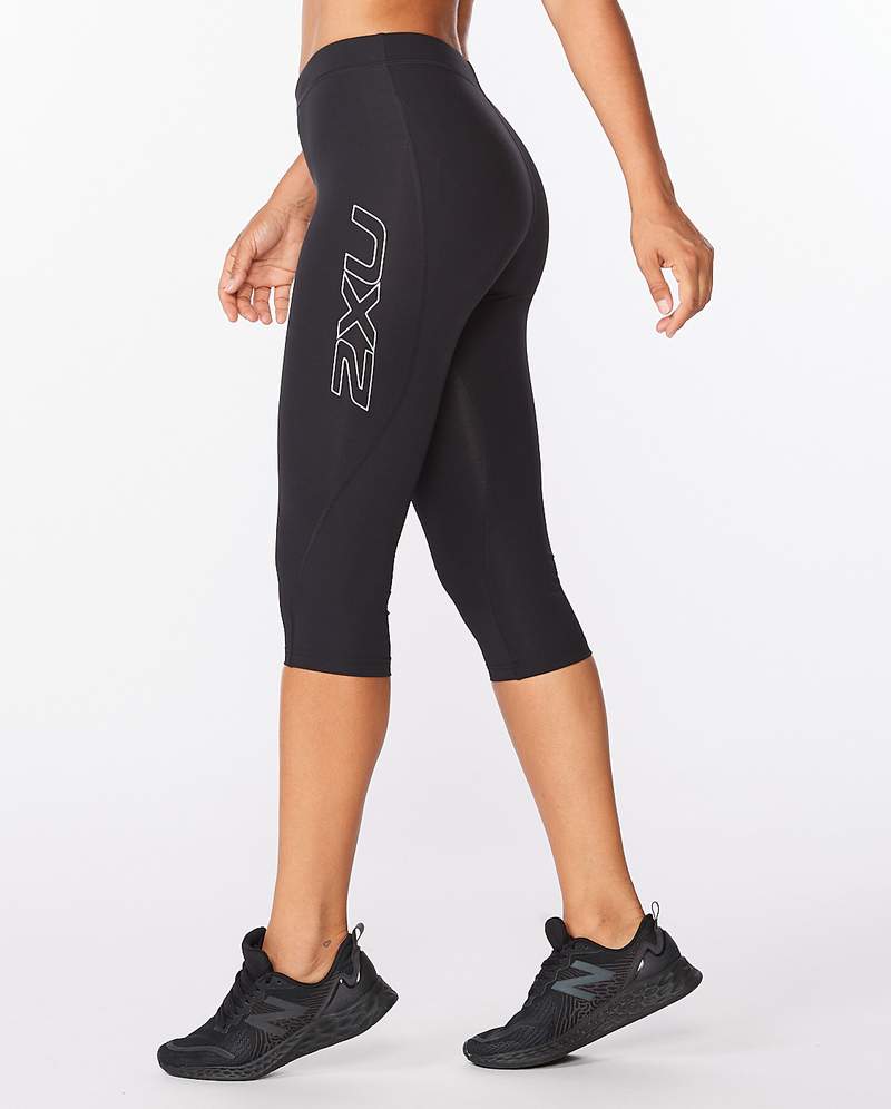 2XU Core 3/4 Womens Compression Tights (Black/Silver)