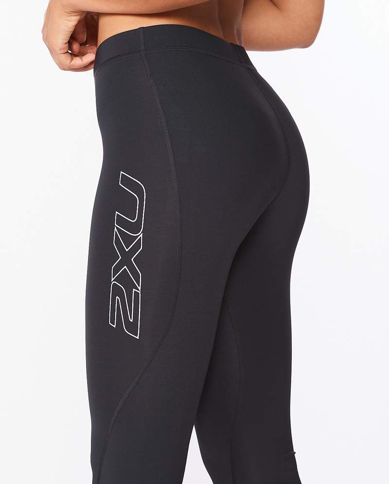 2XU Core 3/4 Womens Compression Tights (Black/Silver)