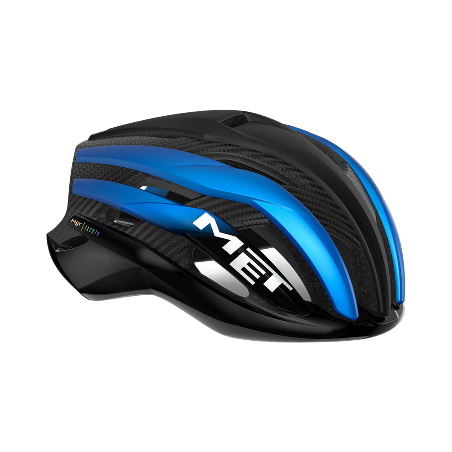 MET Trenta 3K Carbon MIPS Road Cycling Helmet (Black/Blue Metallic/Matt Glossy)