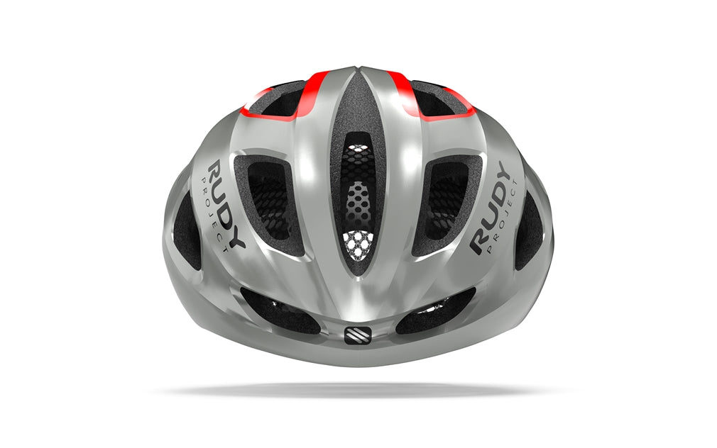 Rudy Project Strym Road Cycling Helmet (Gery Metallic/Red Fluo/Shiny)