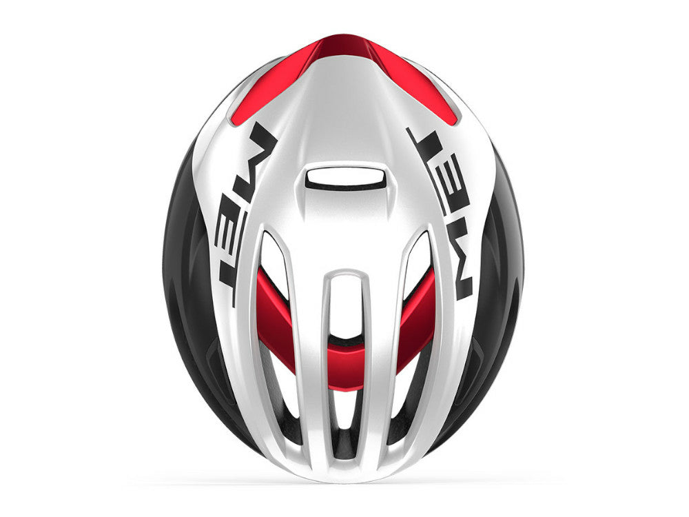 MET Rivale MIPS Road Cycling Helmet (White/Black/Red Metallic/Matt Glossy)