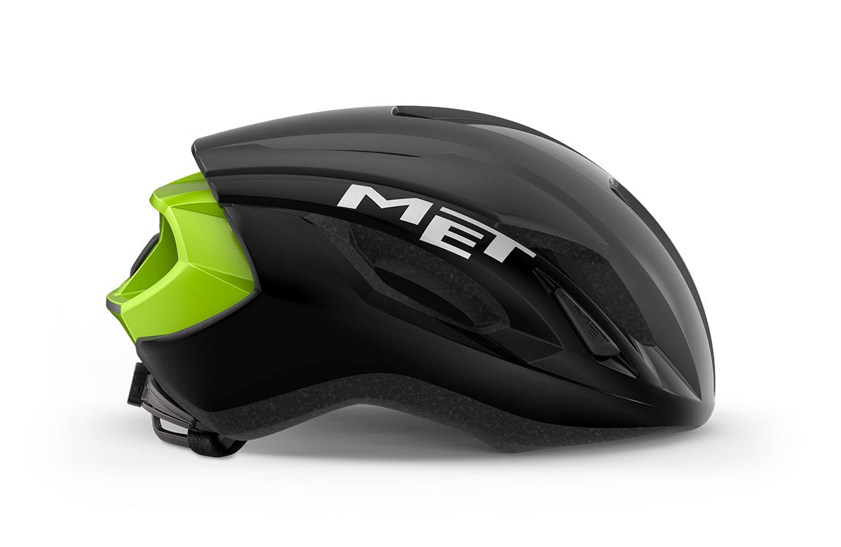 MET Strale Road Cycling Helmet (Black Fluo Yellow Reflective Glossy)