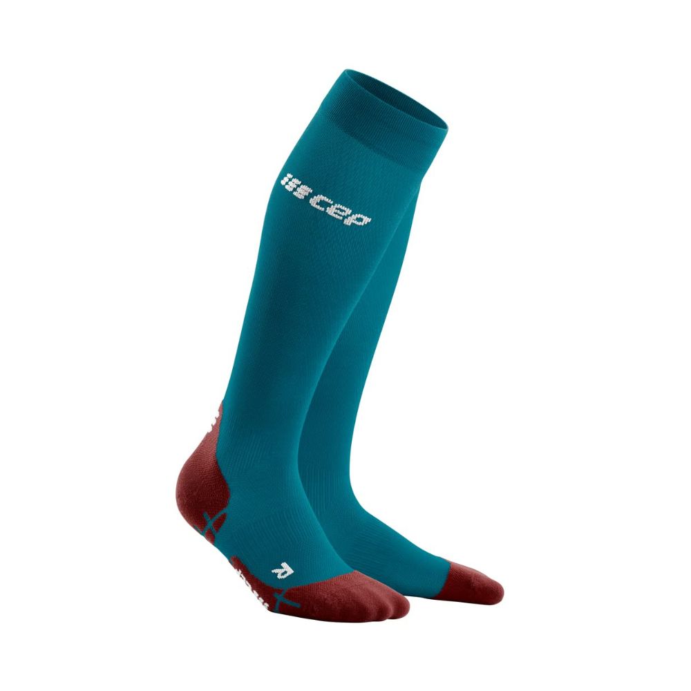 CEP Run Ultralight Tall Socks - Petrol/Dark Red - W-II