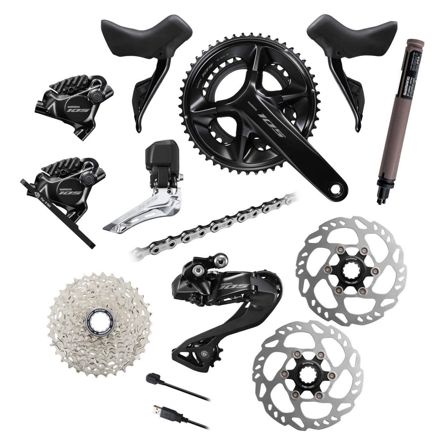 Shimano 105 R7150 2x12 Speed Di2 Disc Brake Road Groupset - 50/34 11/34