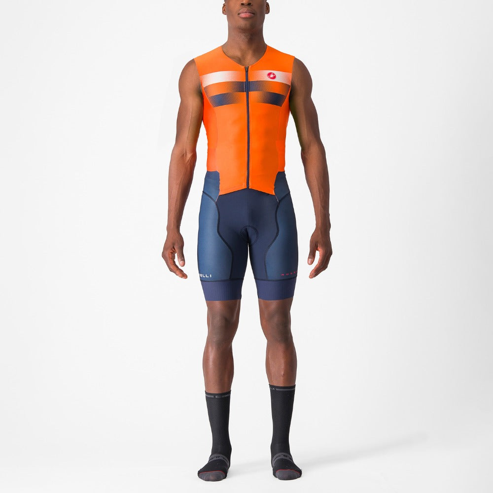 Castelli Free Sanremo 2 Suit Sleeveless - Brilliant Orange/Belgian Blue - S
