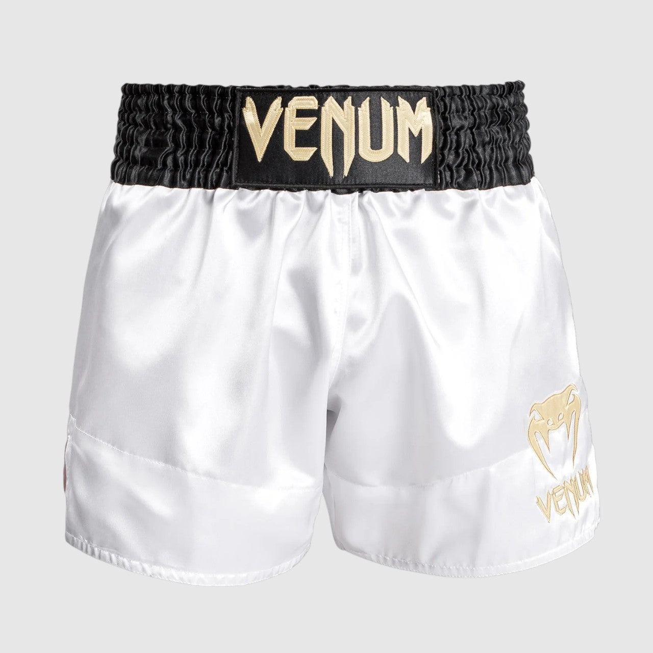 Venum Classic Muay Thai Shorts - White/Black/Gold - S