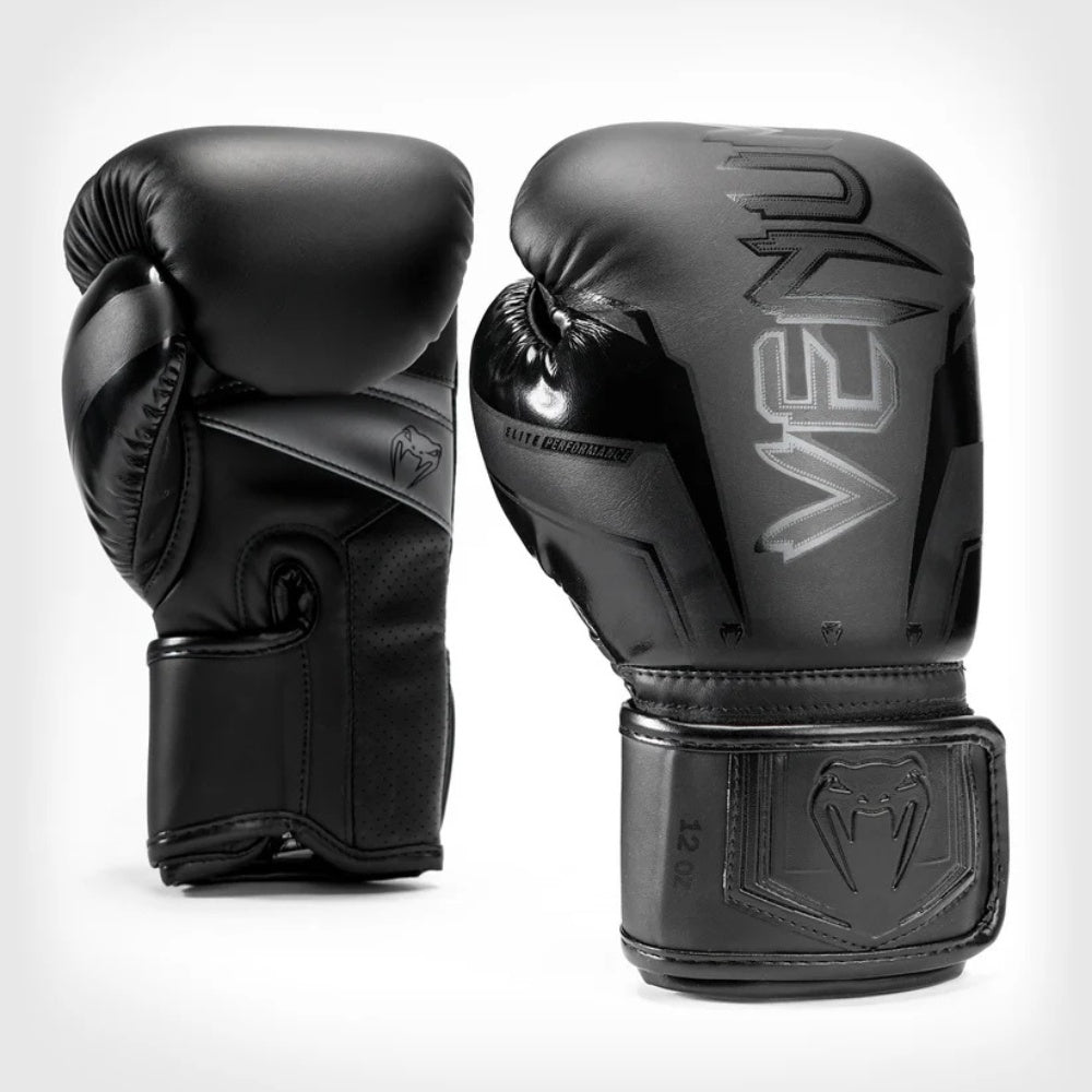 Venum Elite EVO Boxing Gloves - Black/Black - 10 OZ